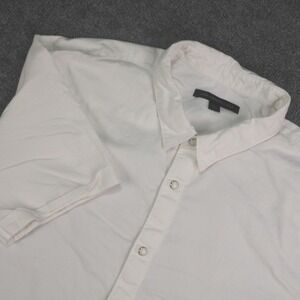 John Varvatos Shirt Mens Large‎ Short Sleeve White Solid Casual Luxury FLAW